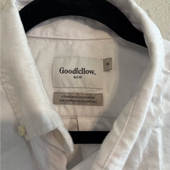 Goodfellow Men’s White Button-Up Long sleeve Shirt Size Medium - Picture 2 of 3